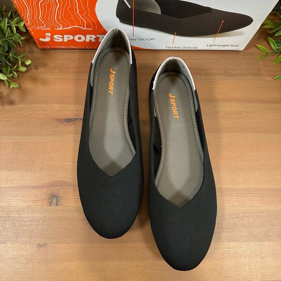 J Sport Women's Doreen Black Knit Flats Size 9 - Picture 3 of 8